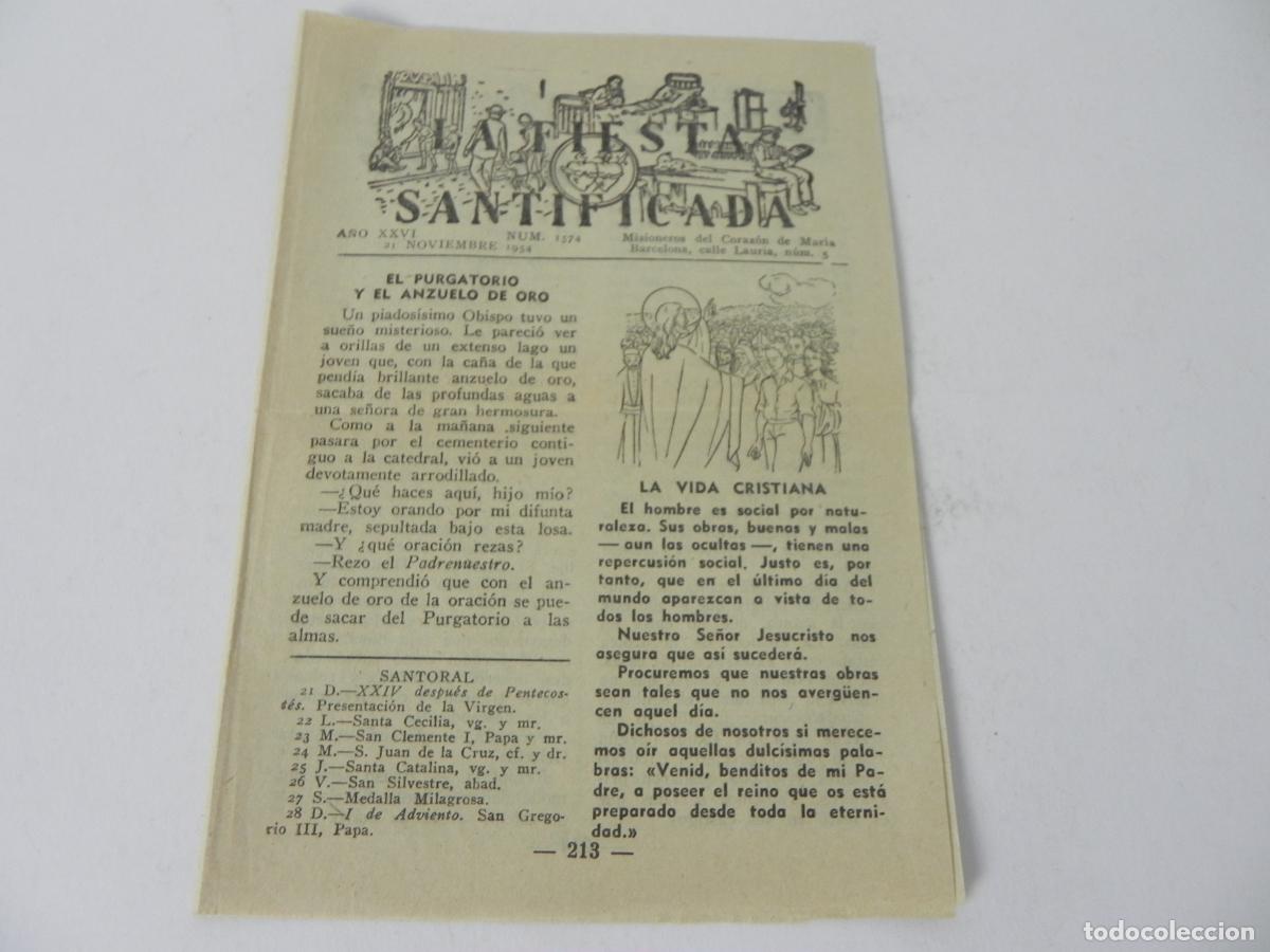 Otros Art&iacute;culos de Coleccionismo en Papel: Folleto D&iacute;ptico Cat&oacute;lico &rdquo;La Fiesta Santificada&rdquo; - Barcelona 1954 - Ilustrado - Gr&aacute;ficas Claret