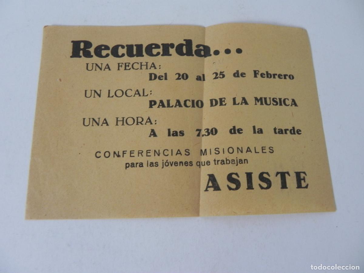Otros Art&iacute;culos de Coleccionismo en Papel: Antiguo Folleto Publicitario-Conf. Misionales para J&oacute;venes Trabajadoras-Palacio de la M&uacute;sica-A&ntilde;os 50