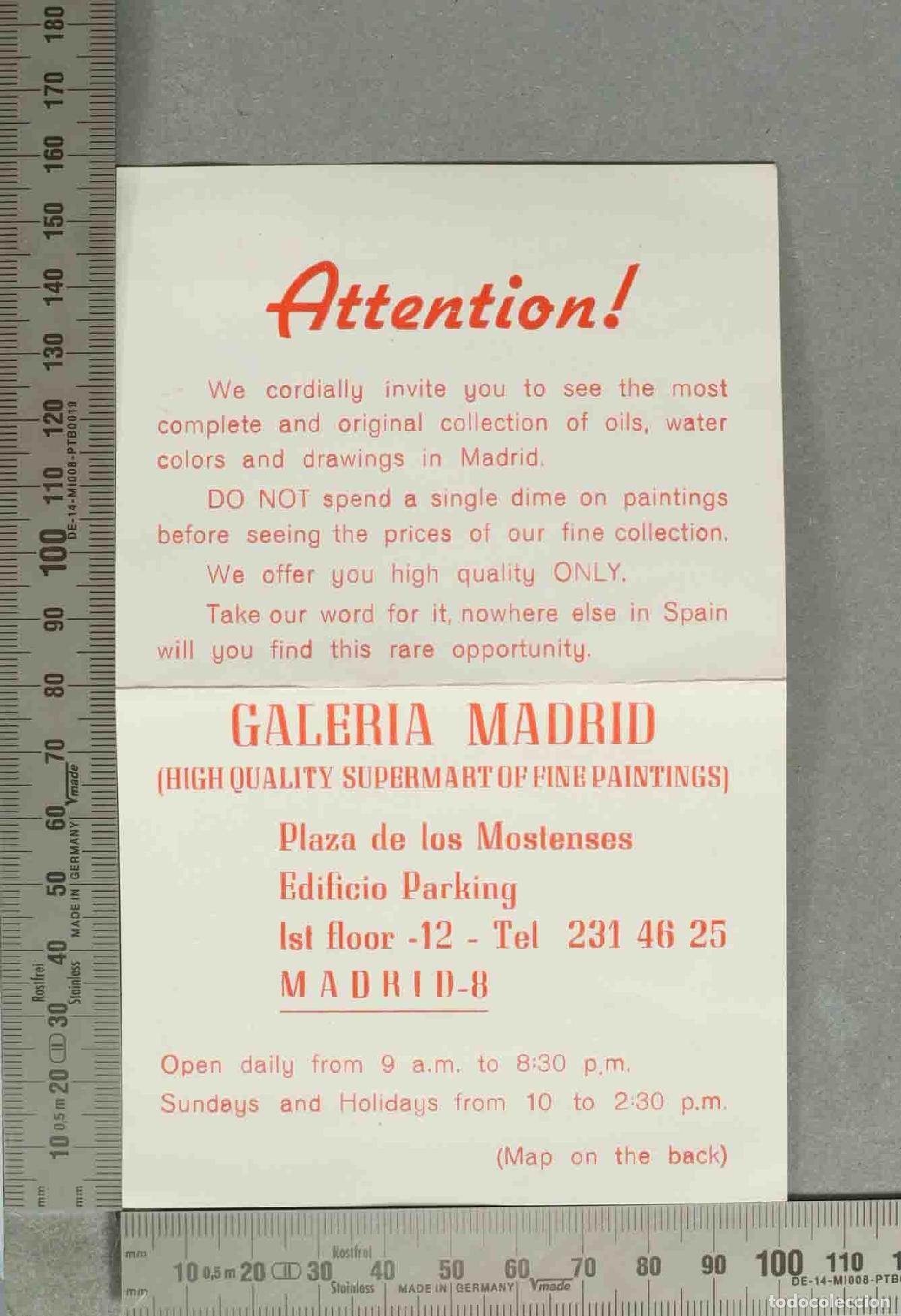 Otros Art&iacute;culos de Coleccionismo en Papel: Folleto publicitario. Galeria Madrid Plaza de los Mostenses Edificio Parking