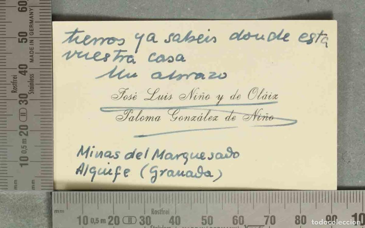 Otros Art&iacute;culos de Coleccionismo en Papel: Tarjeta de visita - Jos&eacute; Luis Ni&ntilde;o y de Olaiz, MANUSCRITA MINAS DEL MARQUESADO
