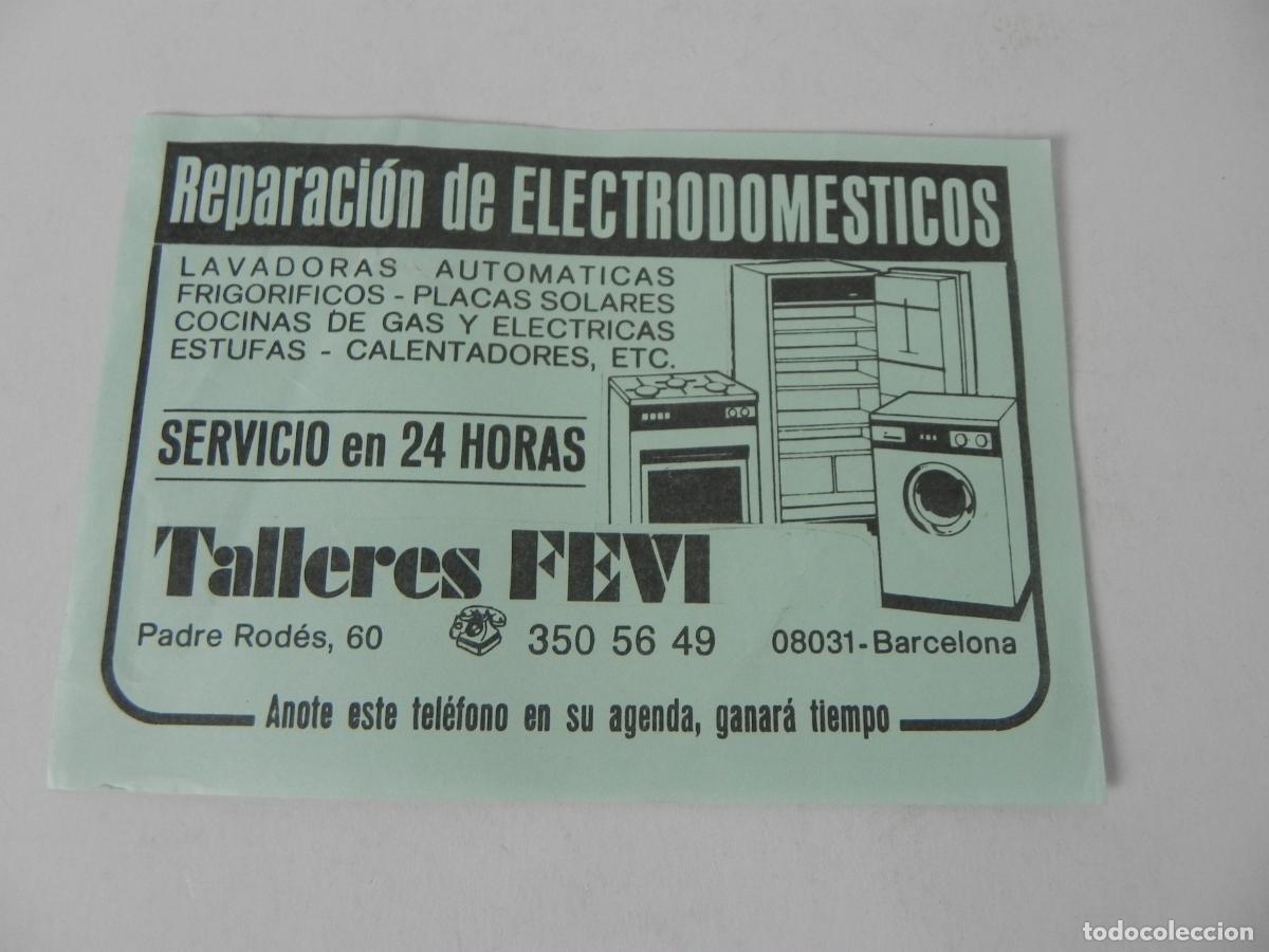 Sammelleidenschaft Andere Papierartikel: Antiguo folleto publicitario Talleres FEVI. Reparaci&oacute;n Electrodom&eacute;sticos. Padre Rod&eacute;s, Barcelona