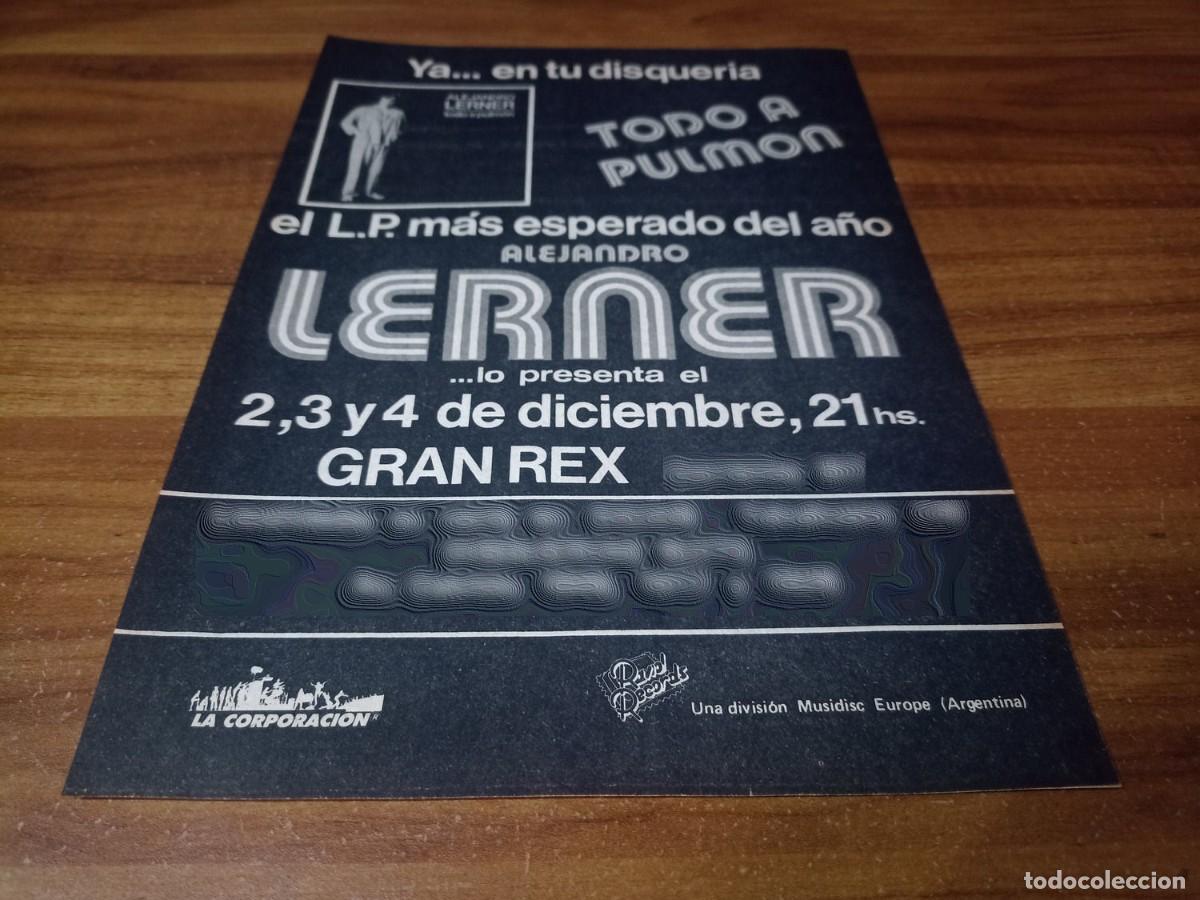 Otros Art&iacute;culos de Coleccionismo en Papel: (PC777) Publicidad Alejandro Lerner * Gran Rex * 1983