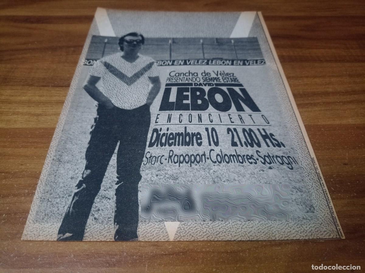 Otros Art&iacute;culos de Coleccionismo en Papel: (PC782) Publicidad David Lebon * Velez Sarsfield * 1983