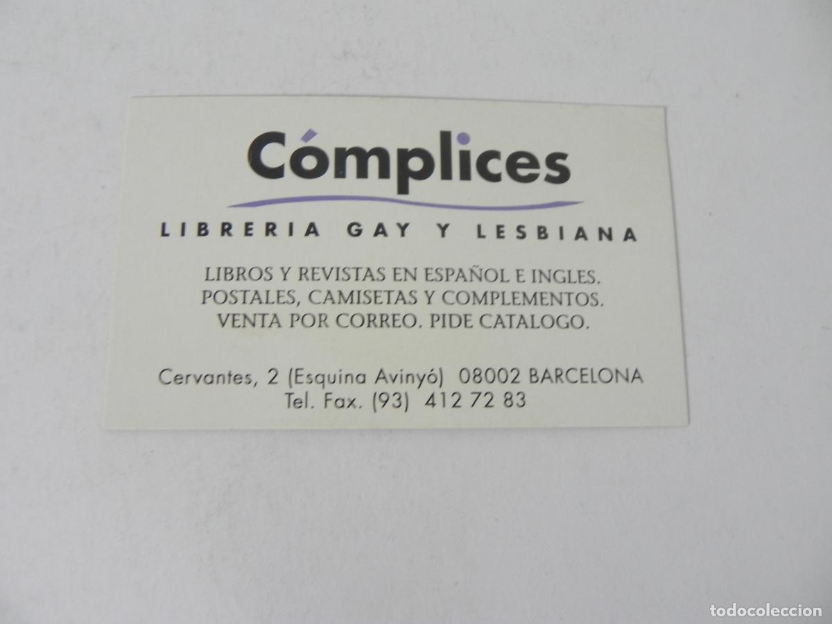 Otros Art&iacute;culos de Coleccionismo en Papel: Antigua tarjeta comercial C&oacute;mplices Librer&iacute;a Gay y Lesbiana. Calle Cervantes, Barcelona