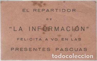 Otros Art&iacute;culos de Coleccionismo en Papel: FELICITACION DEL REPARTIDOR DE LA INFORMACI&Oacute;N A-PAPEL-0054
