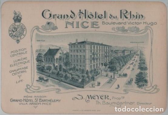 Otros Art&iacute;culos de Coleccionismo en Papel: PUBLICIDAD GRAND HOTEL RHIN NICE BOULEVARD VICTOR HUGO A-PAPEL-0060
