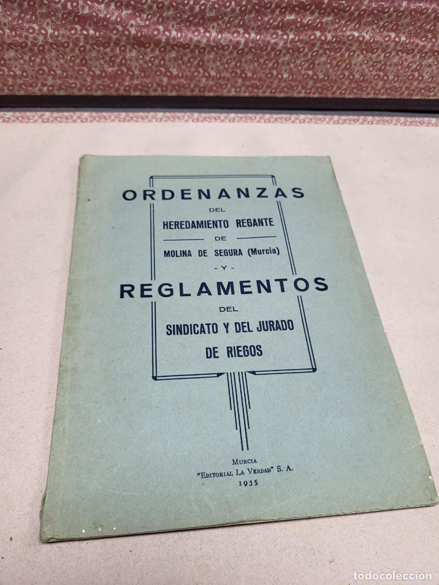 Otros Art&iacute;culos de Coleccionismo en Papel: ORDENANZAS HEREDAMIENTO REGANTE MOLINA DE SEGURA MURCIA RIEGOS HIDRAULICA 1935