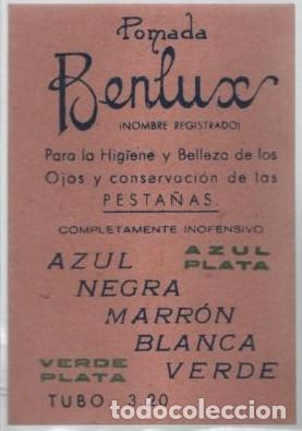 Otros Art&iacute;culos de Coleccionismo en Papel: POMADA BENLUX PARA LA HIGIENE Y BELLEZA DE LOS OJOS A-PAPEL-0069