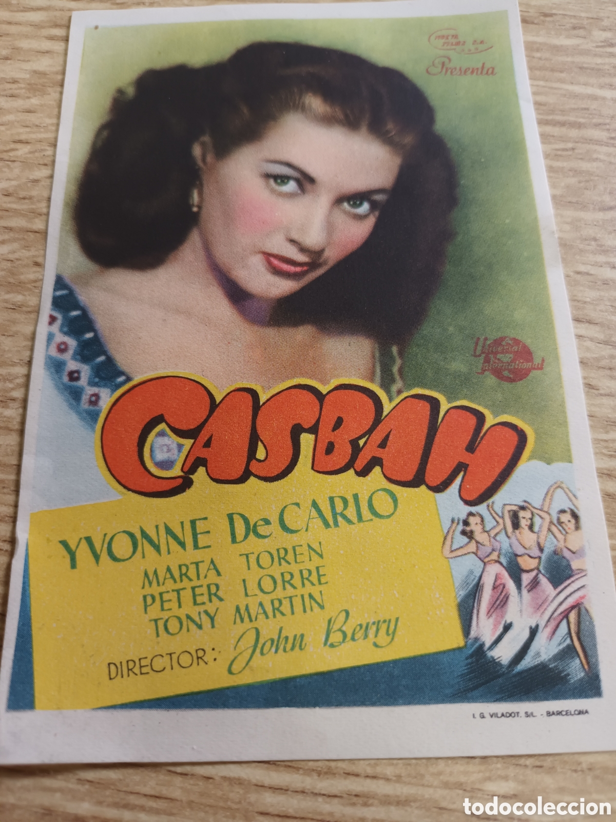 Otros Art&iacute;culos de Coleccionismo en Papel: ANTIGUO FOLLETO PUBLICITARIO DE LA PEL&Iacute;CULA CASBAH A&Ntilde;O 1948