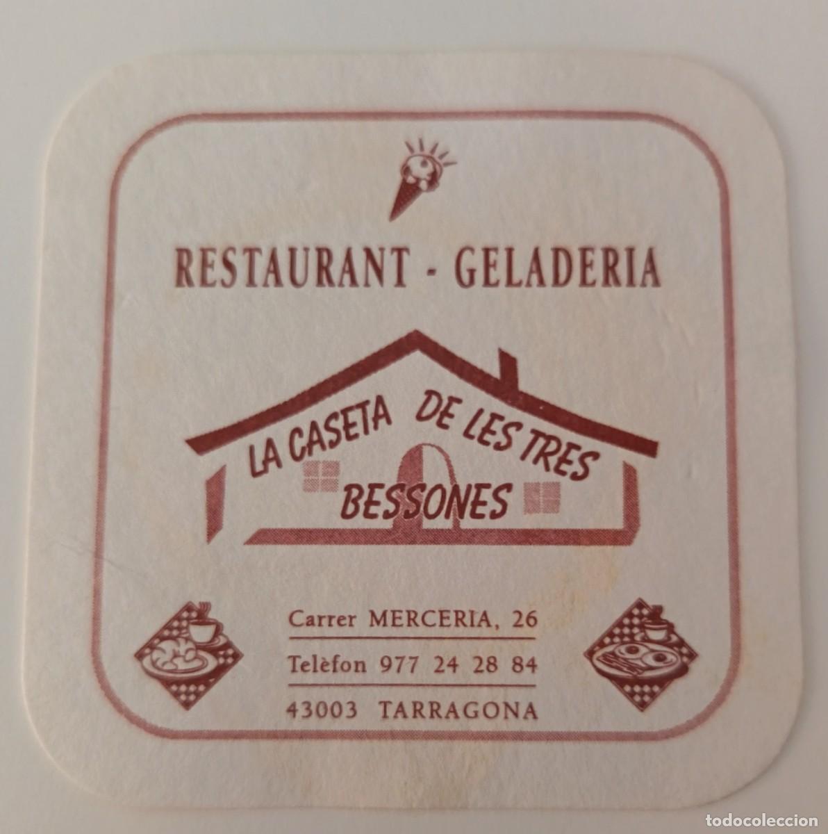 Otros Art&iacute;culos de Coleccionismo en Papel: Posavasos. Cuadrado. Restaurant. Geladeria La Caseta de les Tres Bessones. Tarragona.