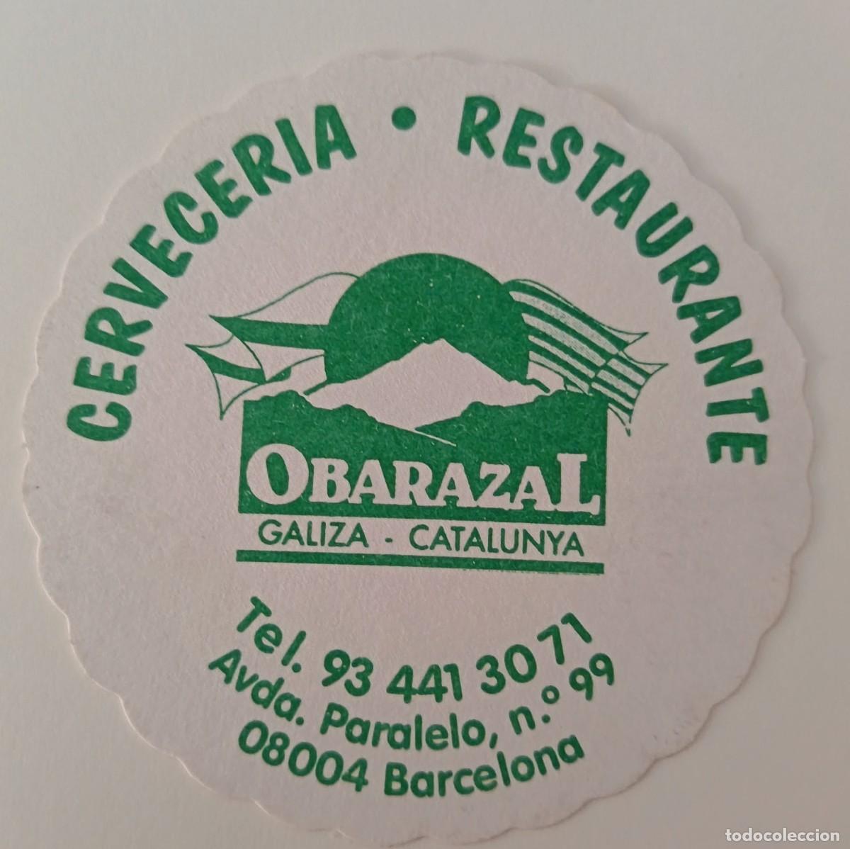 Otros Art&iacute;culos de Coleccionismo en Papel: Posavasos. Cerveceria - Restaurante Obarazal. Galiza - Catalunya. Barcelona.
