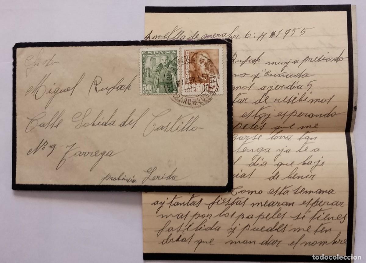 Otros Art&iacute;culos de Coleccionismo en Papel: SOBRE DE LUTO DESDE AMETLLA A TARREGA 1955