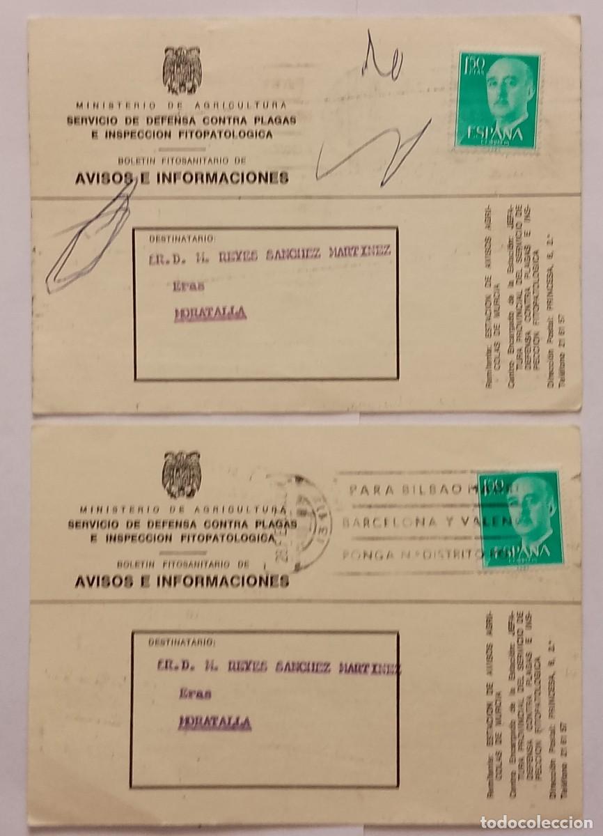 Otros Art&iacute;culos de Coleccionismo en Papel: CORREO DE DOS BOLETINES DEL MINISTERIO DE AGRICULTURA PARA COMBATIR LAS PLAGAS