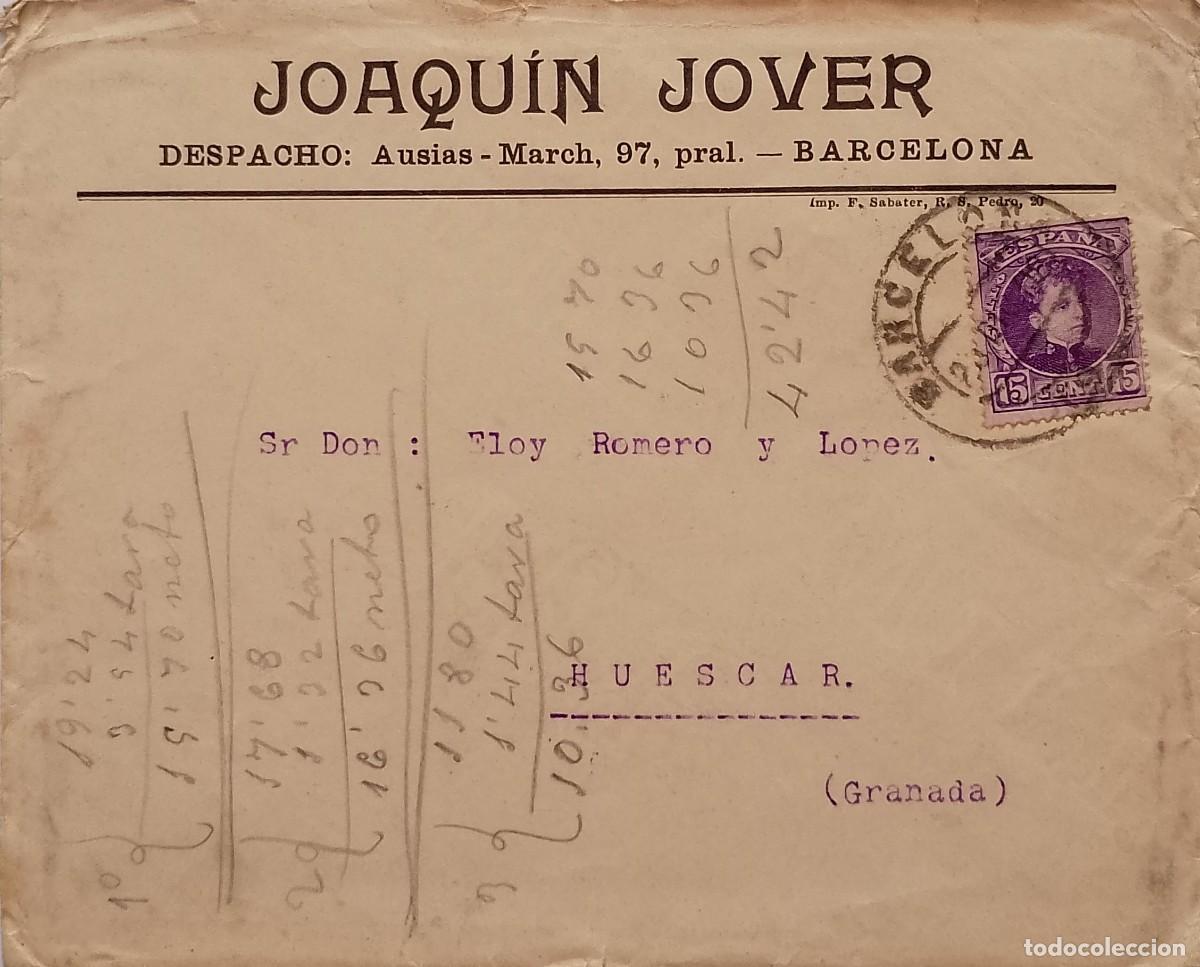 Otros Art&iacute;culos de Coleccionismo en Papel: CARTA COMERCIAL DESDE BARCELONA A HUESCAR GRANADA 1918