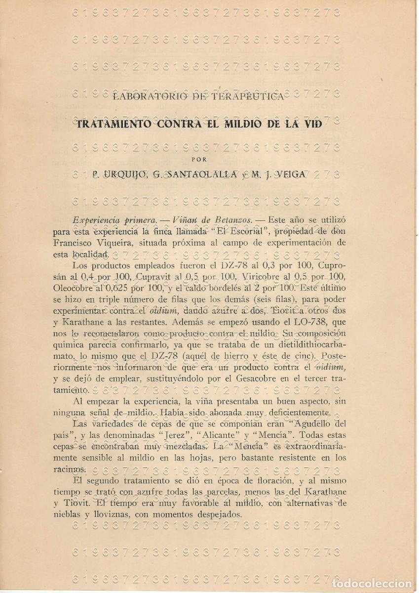 Otros Art&iacute;culos de Coleccionismo en Papel: TRATAMIENTO CONTRA EL MILIDO DE LA VID P URQUIJO G SANTAOLALLA MJ VEIGA 12 PGS SUELTAS U78