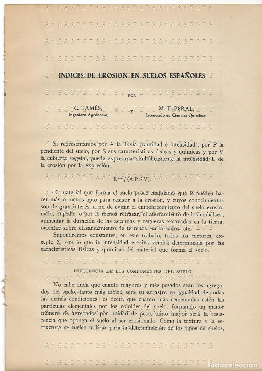 Otros Art&iacute;culos de Coleccionismo en Papel: C TAMES MT PERAL INDICES DE EROSION EN SUELOS ESPA&Ntilde;OLES 12 PGS SUELTAS U97