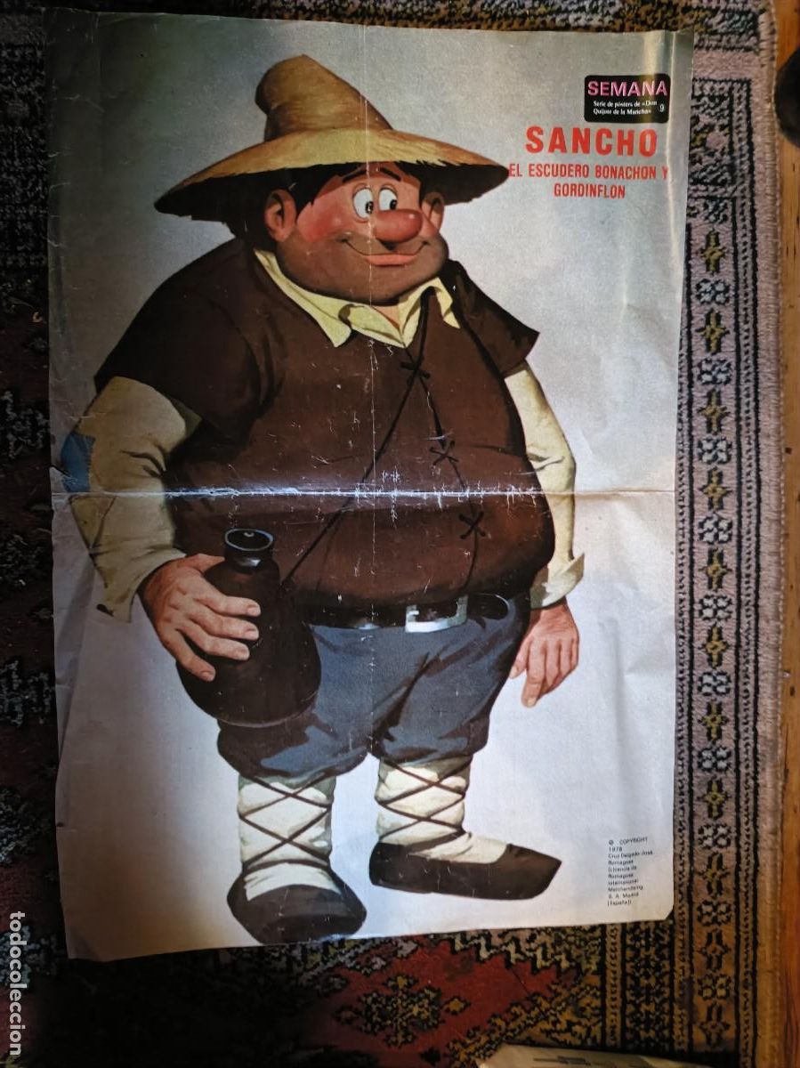 Otros Art&iacute;culos de Coleccionismo en Papel: POSTER SEMANA DE LA SERIE DE DIBUJOS ANIMADOS DON QUIJOTE DE LA MANCHA - 9 SANCHO 1978