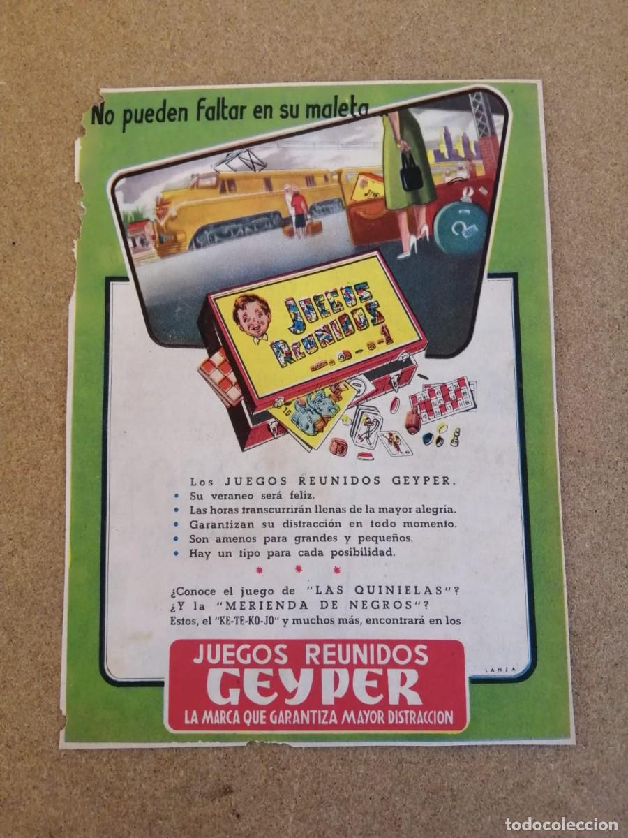 Otros Art&iacute;culos de Coleccionismo en Papel: ANUNCIO. JUEGOS REUNIDOS GEYPER
