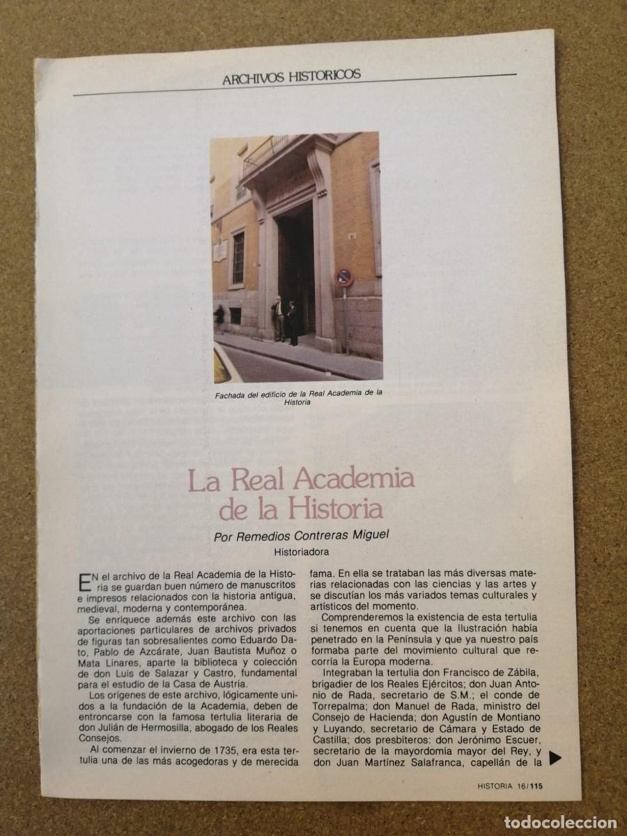 Otros Art&iacute;culos de Coleccionismo en Papel: REPORTAJE. LA REAL ACADEMIA DE LA HISTORIA