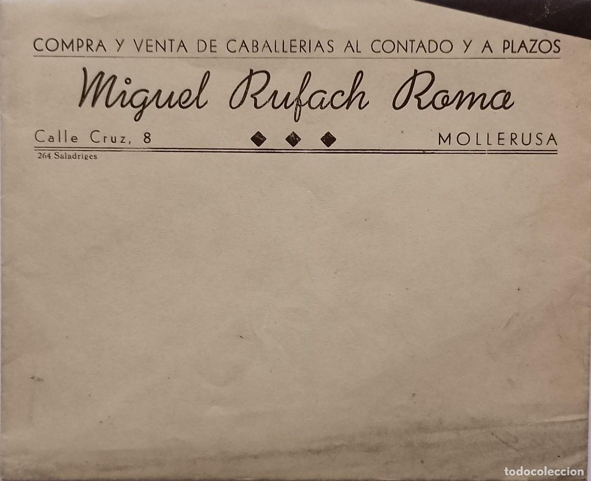 Otros Art&iacute;culos de Coleccionismo en Papel: (20)SOBRE DE MOLLERUSA, VENTA DE CABALLERIA