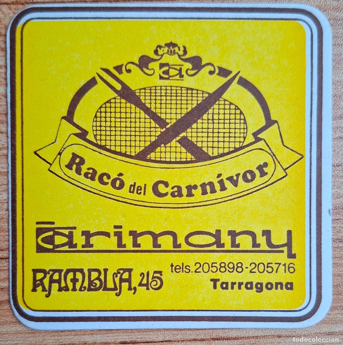 Otros Art&iacute;culos de Coleccionismo en Papel: PosavasosRac&oacute; del Carnivor - Cafeter&iacute;as Arimany - Tarragona