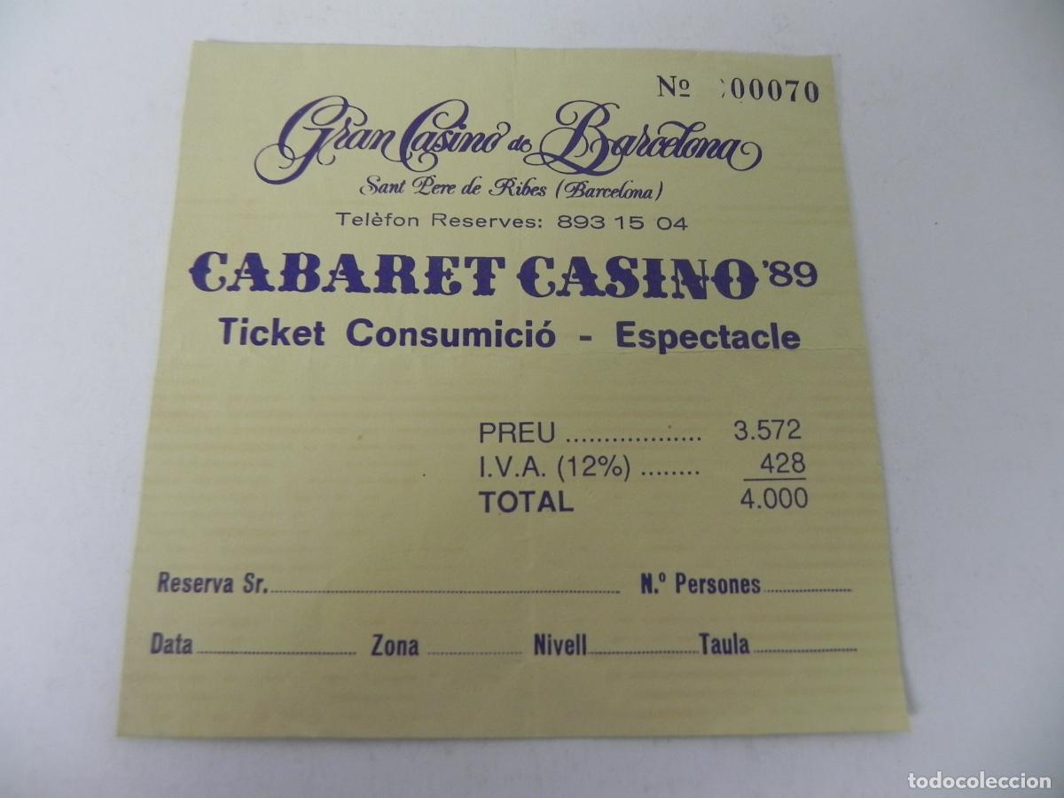 Otros Art&iacute;culos de Coleccionismo en Papel: Antiguo Ticket Consumici&oacute;n Espect&aacute;culo Cabaret Casino '89 - Gran Casino de Barcelona