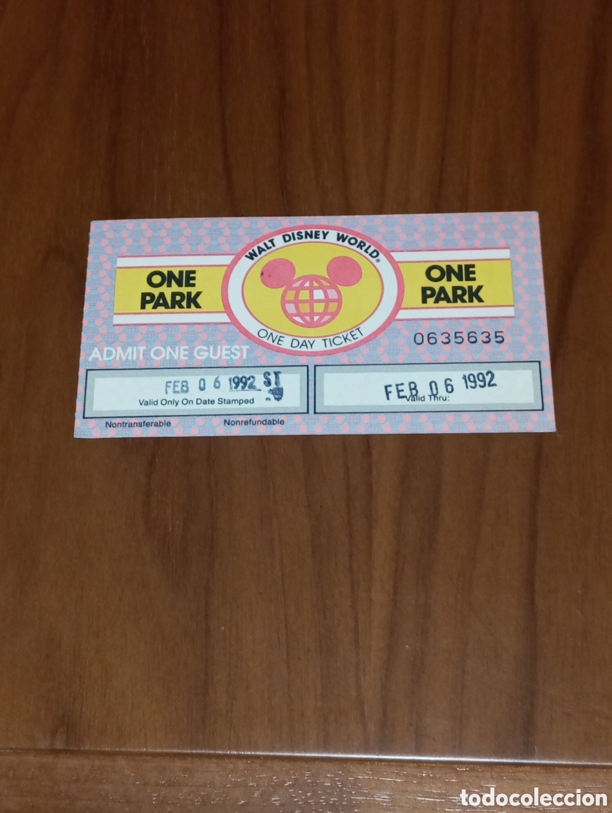 Otros Art&iacute;culos de Coleccionismo en Papel: ENTRADA PARQUE ATRACCIONES WALT DISNEY WORLD ORLANDO 1992
