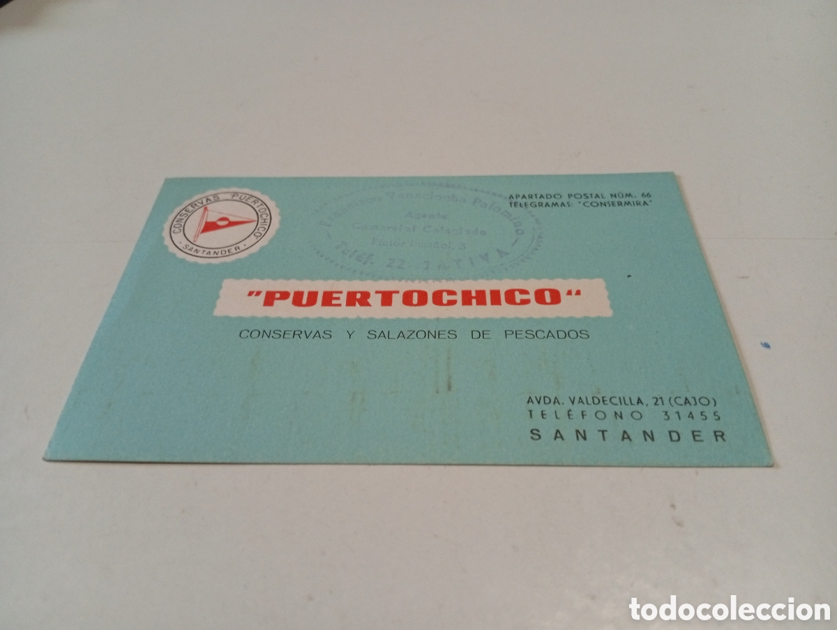 Otros Art&iacute;culos de Coleccionismo en Papel: Tarjeta visita conservas Puertochico, Santander