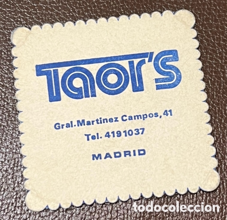 Otros Art&iacute;culos de Coleccionismo en Papel: Posavasos. TAOR&rsquo;S. Madrid. A&ntilde;os 70.
