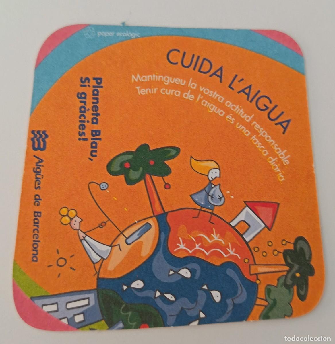 Otros Art&iacute;culos de Coleccionismo en Papel: Posavasos. Cuadrado. Aig&uuml;es de Barcelona. L'aigua et cuida, aigua creativa planeta blau. Si, gracies