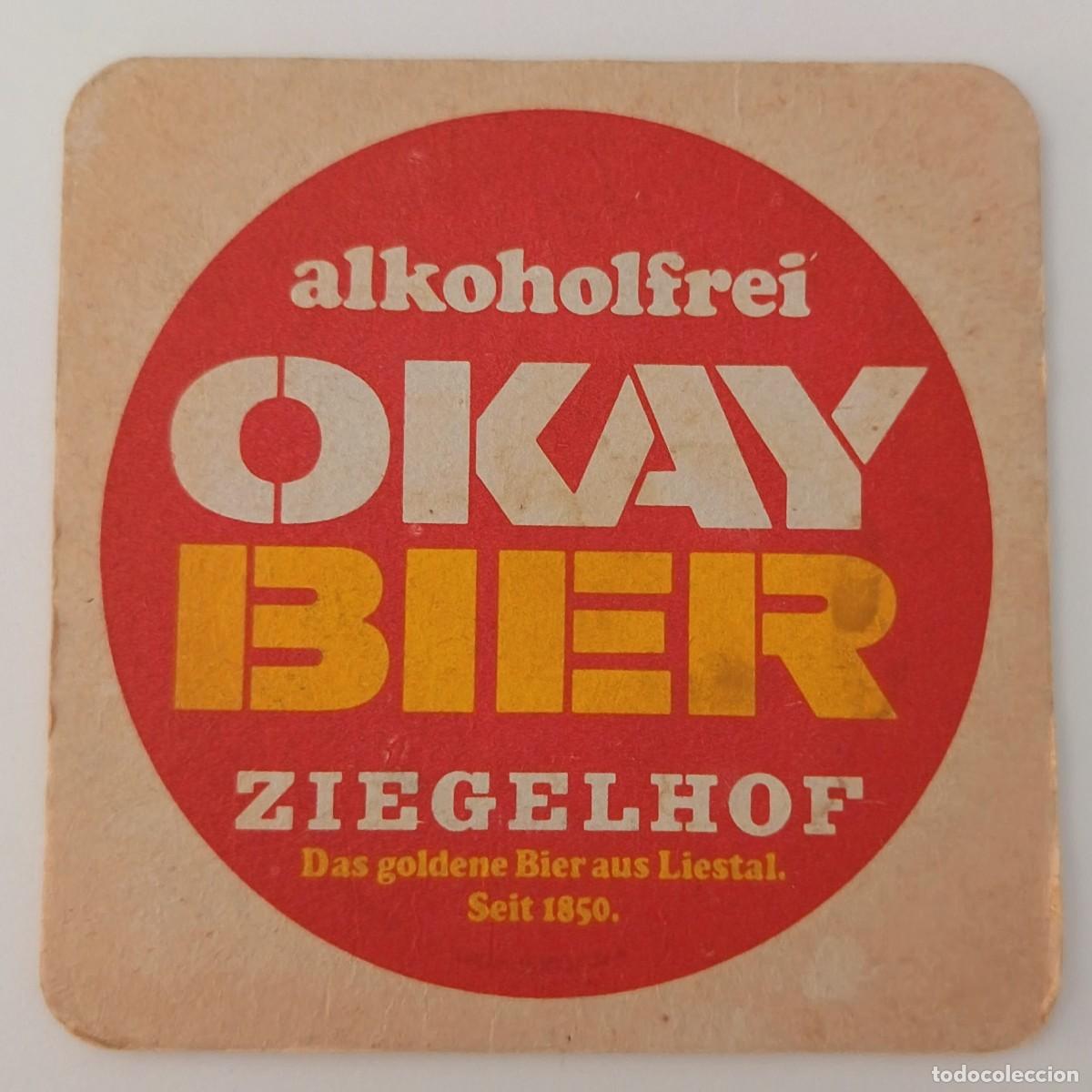 Otros Art&iacute;culos de Coleccionismo en Papel: Posavasos. Cuadrado. Alkoholfrei Okay Bier, Gold - Vreneli Ziegelhof.