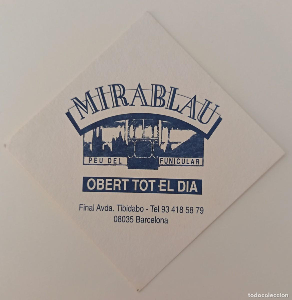 Otros Art&iacute;culos de Coleccionismo en Papel: Posavasos. Cuadrado. Mirablau. Peu del Funicular. Barcelona.