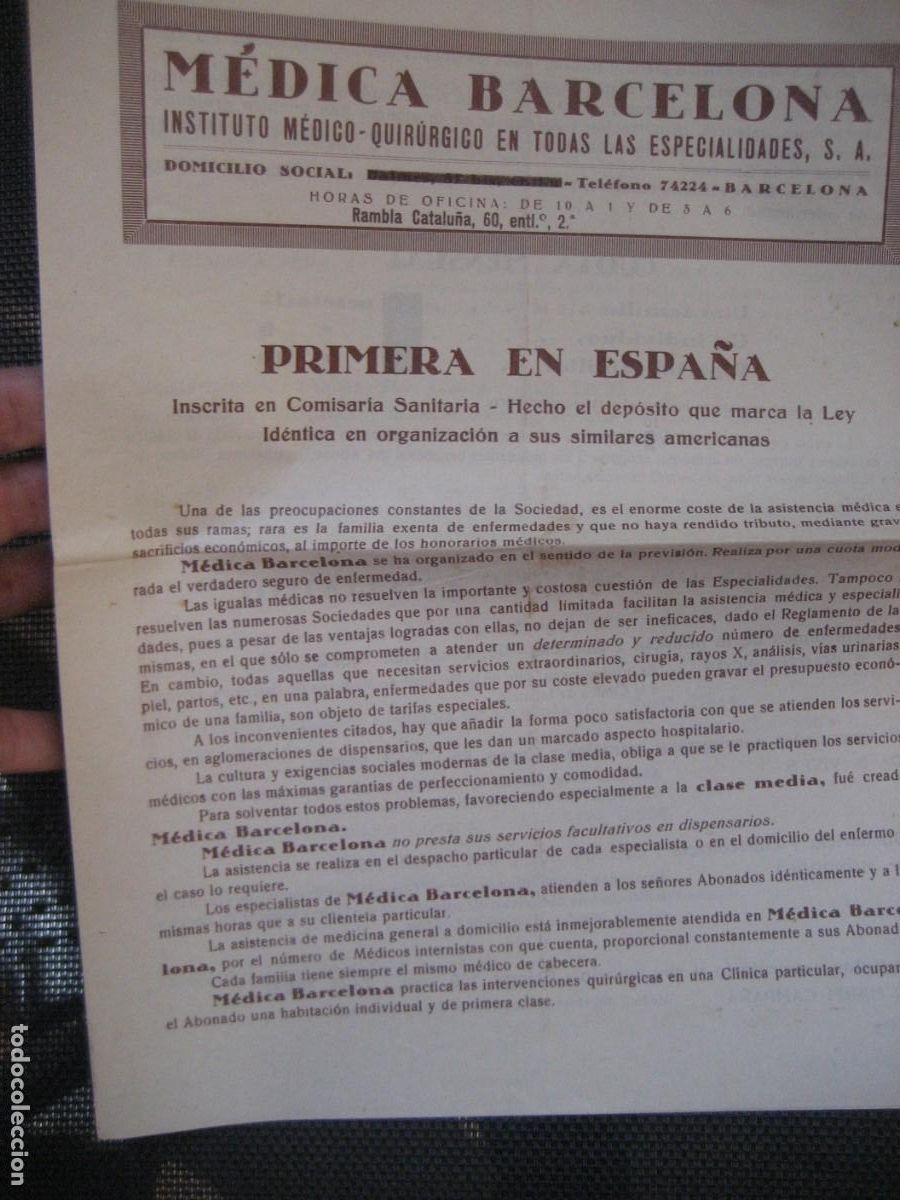 Otros Art&iacute;culos de Coleccionismo en Papel: antigua publicidad Instituto m&eacute;dico . Medica Barcelona . Especialidades
