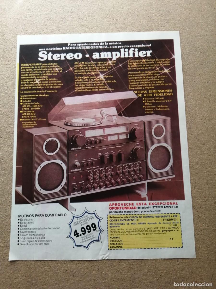 Otros Art&iacute;culos de Coleccionismo en Papel: ANUNCIO. STEREO AMPLIFIER