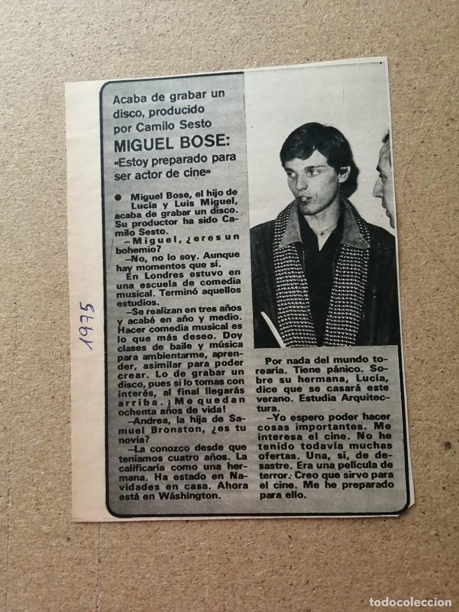 Otros Art&iacute;culos de Coleccionismo en Papel: ARTICULO DE PRENSA. MIGUEL BOSE, 1975