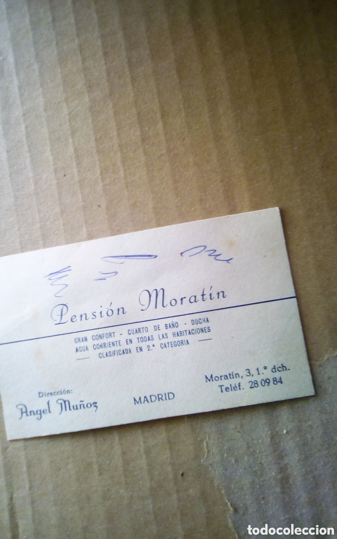 Otros Art&iacute;culos de Coleccionismo en Papel: Tarjeta visita Pensi&oacute;n Morat&iacute;n, de Madrid.