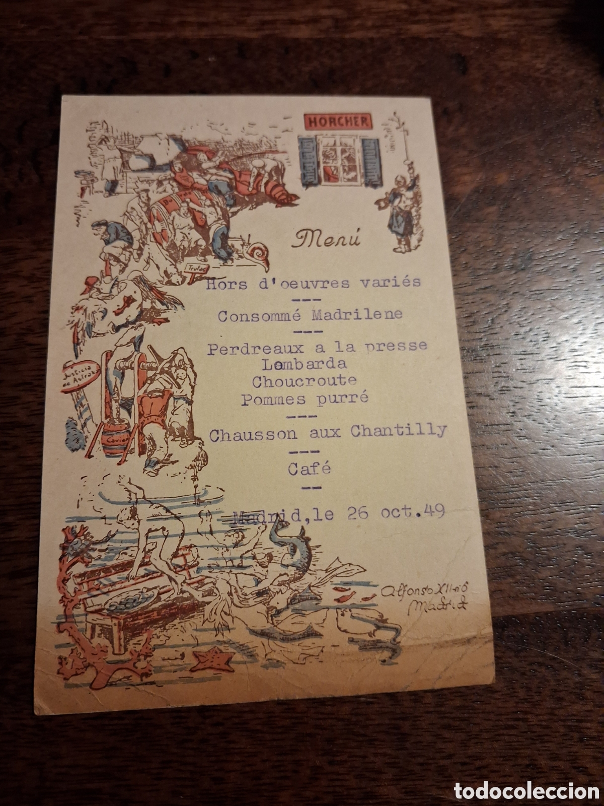 Otros Art&iacute;culos de Coleccionismo en Papel: Carta-men&uacute; del restaurante Horcher del a&ntilde;o 1949