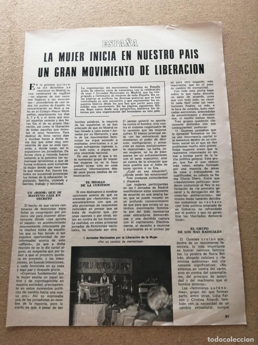 Otros Art&iacute;culos de Coleccionismo en Papel: REPORTAJE. LA MUJER INICIA EN NUESTRO PAIS UN GRAN MOVIMIENTO DE LIBERACION