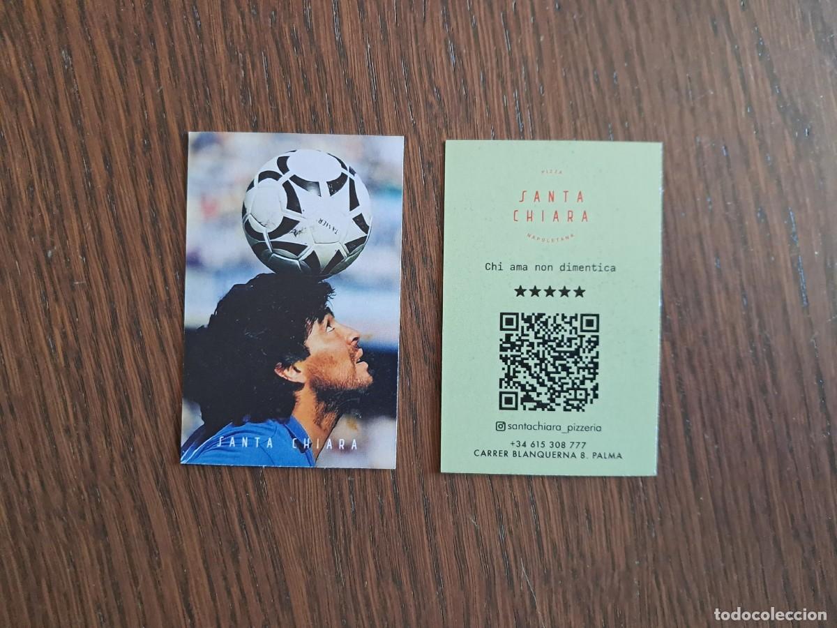 Otros Art&iacute;culos de Coleccionismo en Papel: tarjeta de visita de publicidad, pizzeria Santa Chiara, Palma de Mallorca, imagen futbol Maradona.