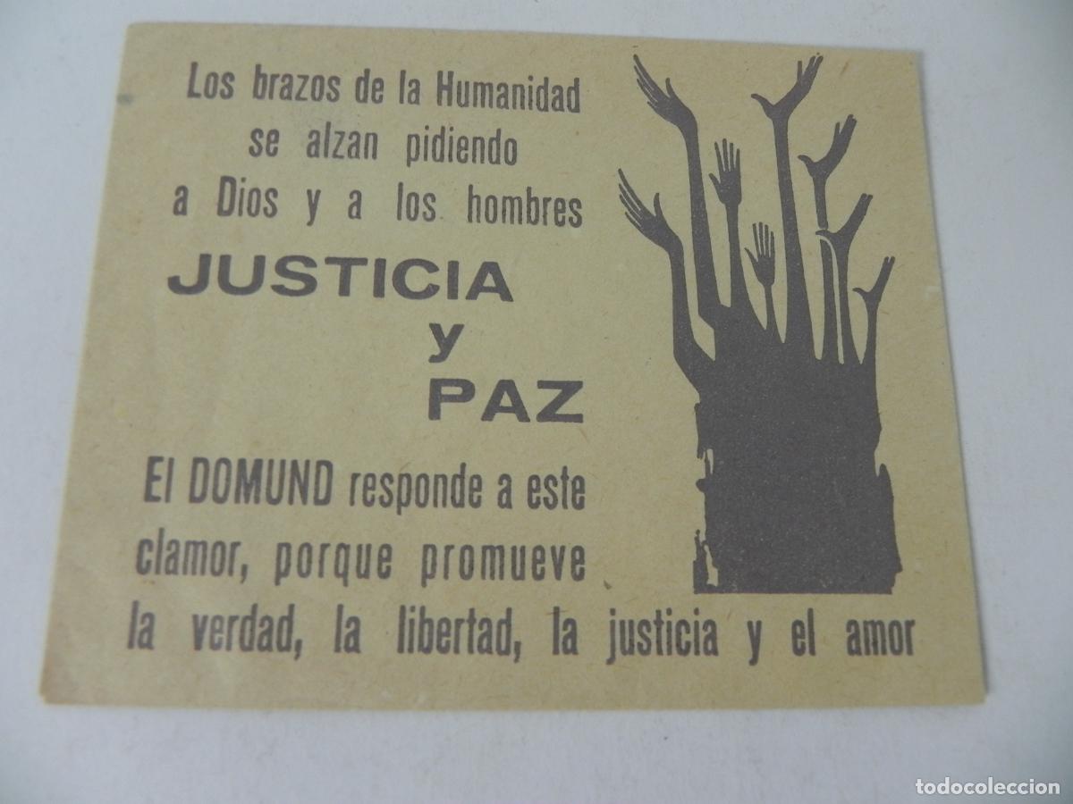 Otros Art&iacute;culos de Coleccionismo en Papel: Antiguo Sobre Recaudaci&oacute;n DOMUND Misiones - &rdquo;Justicia y Paz&rdquo; - A&ntilde;os 70/80 - Nuevo Sin Usar