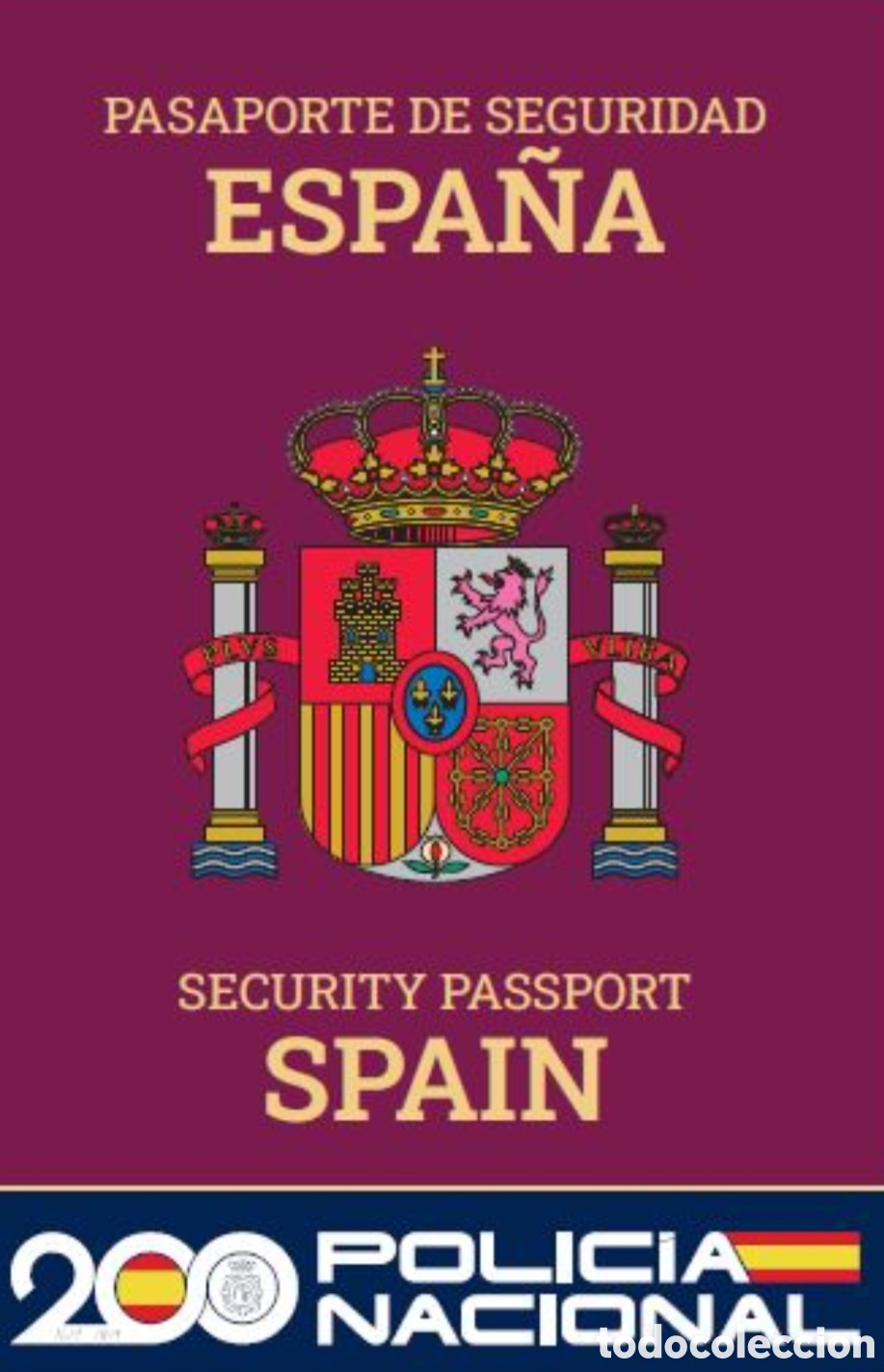 Otros Art&iacute;culos de Coleccionismo en Papel: Pasaporte de Seguridad Espa&ntilde;a de la Polic&iacute;a Nacional