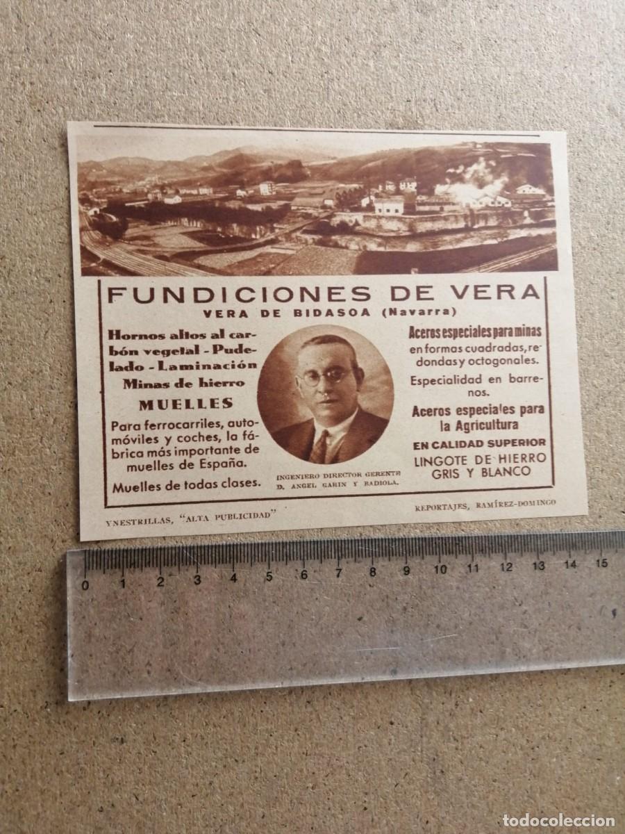 Otros Art&iacute;culos de Coleccionismo en Papel: ANUNCIO. FUNDICIONES DE VERA (VERA DE BIDASOA, NAVARRA) ACEROS ESPECIALES - MUELLES