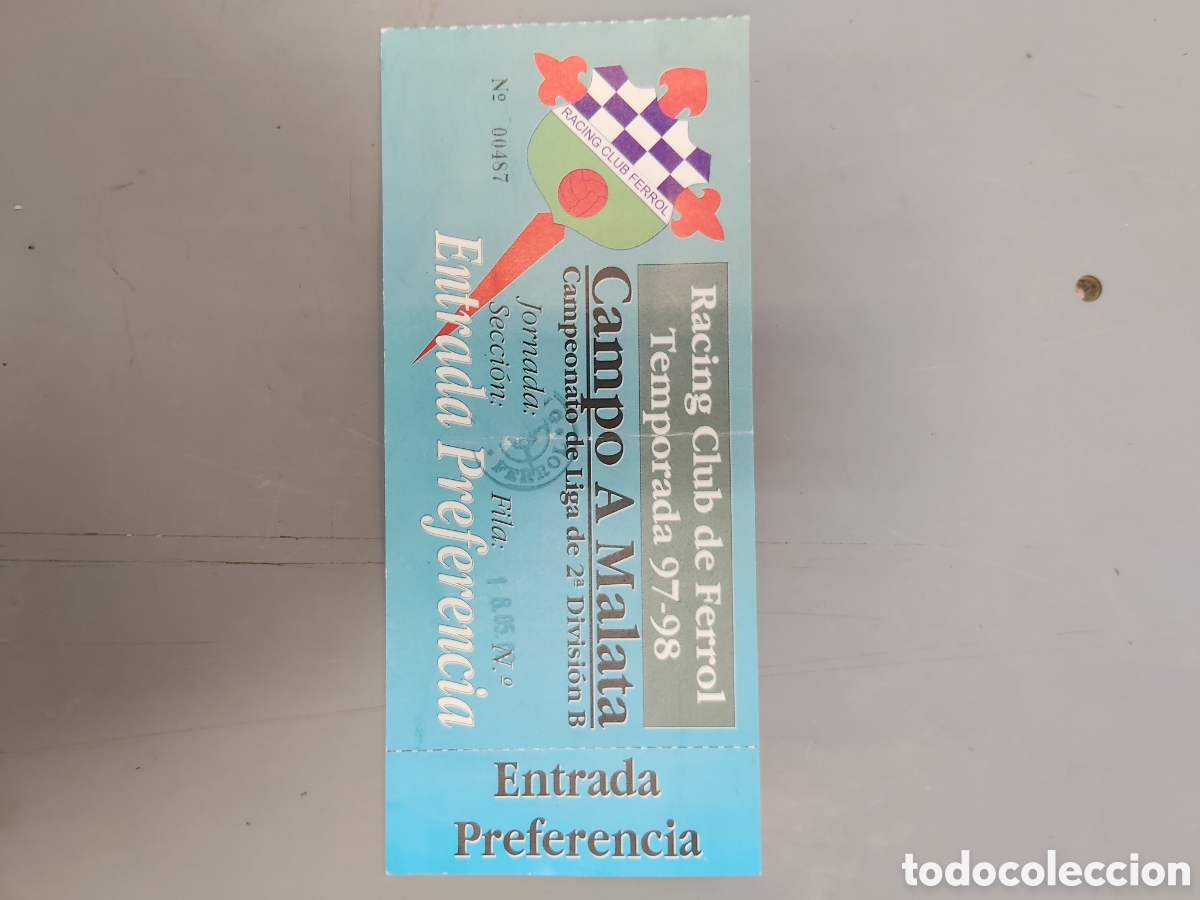 Otros Art&iacute;culos de Coleccionismo en Papel: Entrada de f&uacute;tbol RACING DE FERROL
