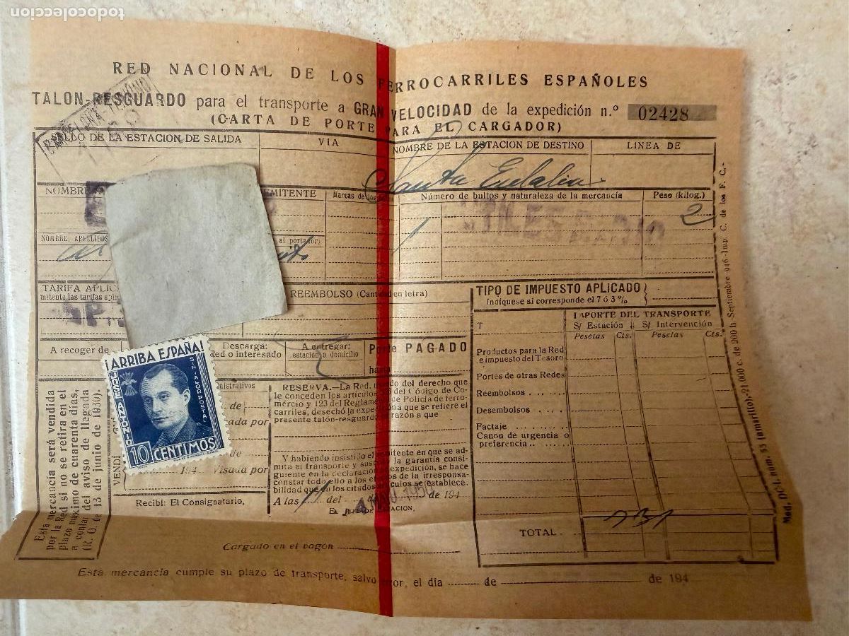 Otros Art&iacute;culos de Coleccionismo en Papel: Resguardo red nacional de ferrocarriles espa&ntilde;oles 1950