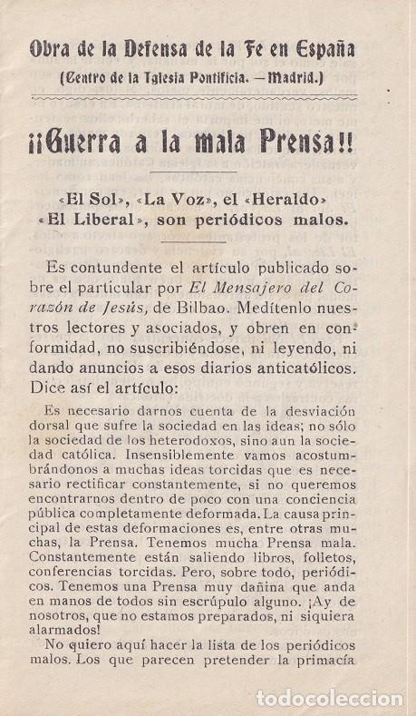 Otros Art&iacute;culos de Coleccionismo en Papel: D&iacute;ptico Propaganda Circa 1920 - Guerra Mala Prensa - Cita Diario El Sol El Socialista La Voz Heraldo