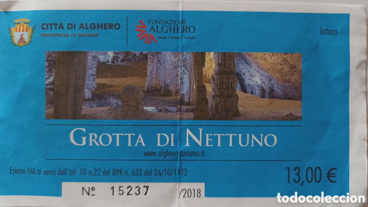 Otros Art&iacute;culos de Coleccionismo en Papel: ENTRADA GRUTA DE NEPTUNO. ITALIA