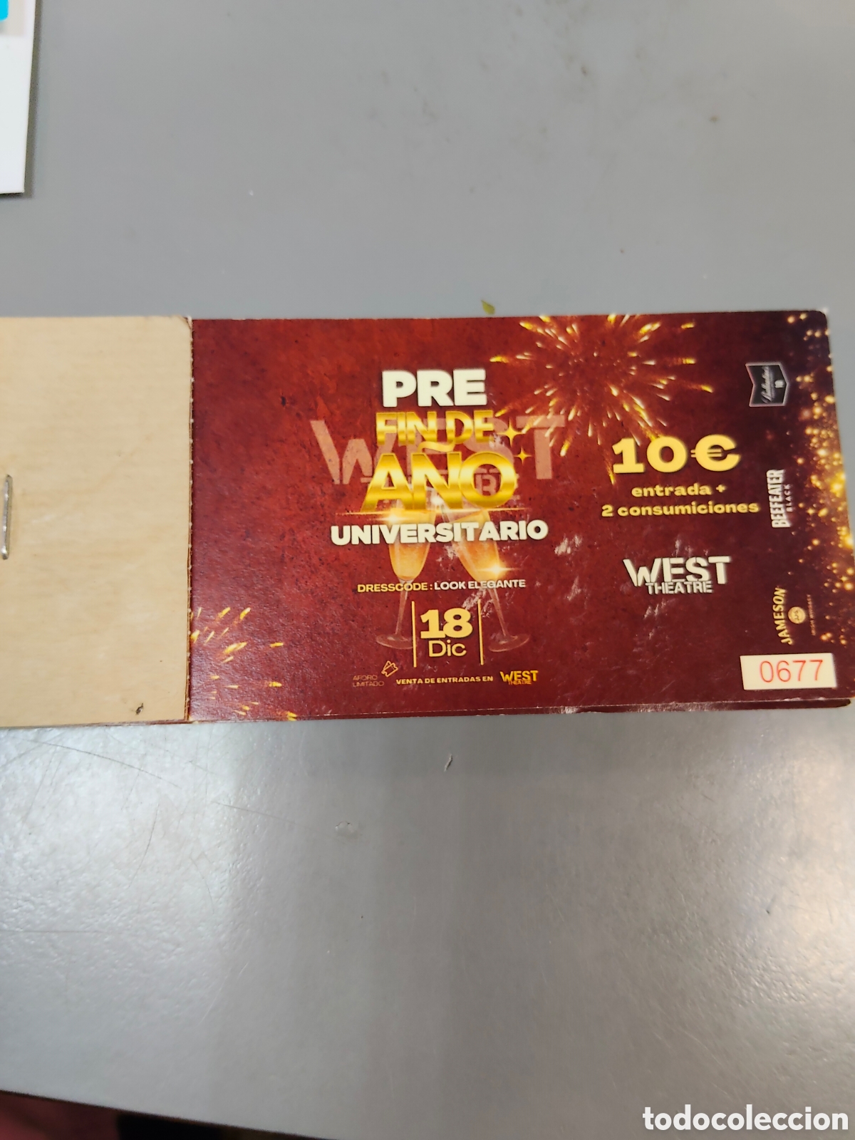 Otros Art&iacute;culos de Coleccionismo en Papel: Entrada para un evento llamado &rdquo;Pre Fin de A&ntilde;o Universitario&rdquo; en el local West Theatre.