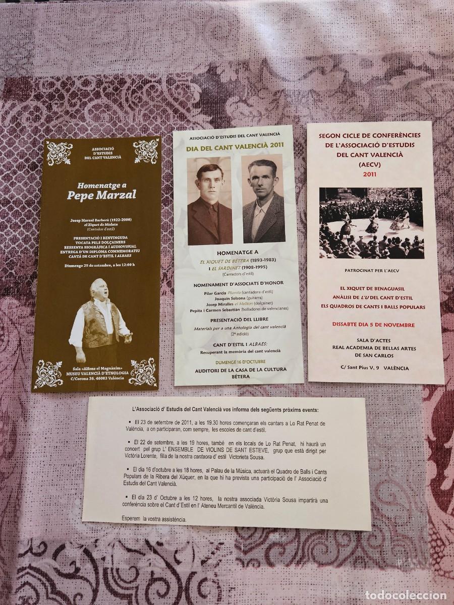Otros Art&iacute;culos de Coleccionismo en Papel: Folletos Desplegables Associaci&oacute; D&acute;Estudis del Cant Valenci&aacute; 2011, Homenatge Al Xiquet De B&eacute;tera.