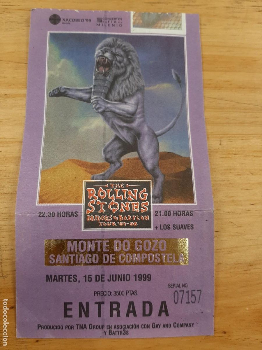 Otros Art&iacute;culos de Coleccionismo en Papel: Entrada concierto de The Rolling Stones el 15 de junio de 1999, Monte do Gozo, Santiago
