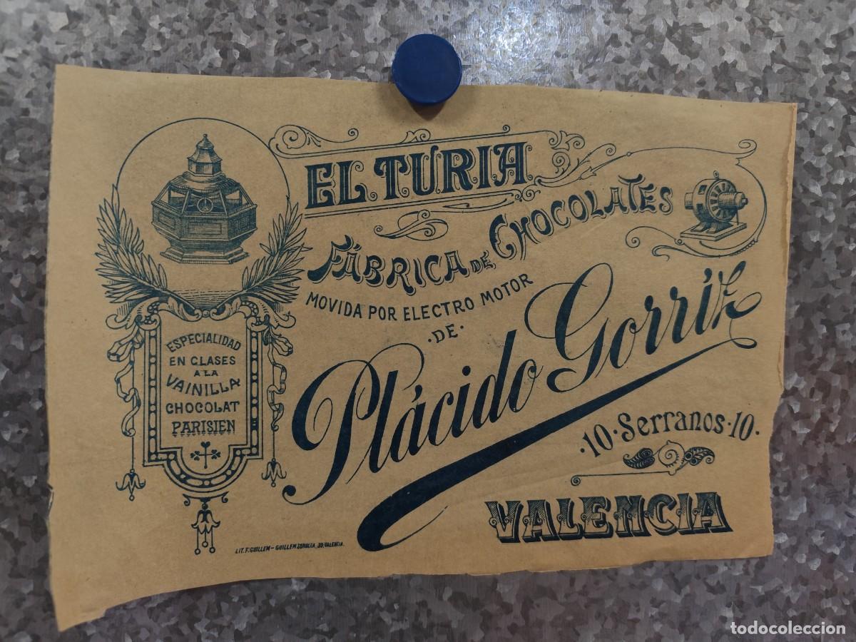 Otros Art&iacute;culos de Coleccionismo en Papel: VALENCIA. FABRICA DE CHOCOLATES EL TURIA. PLACIDO GORRIZ - PAPEL DE ENVOLVER ANTIGUO, A&Ntilde;OS 30 - 40